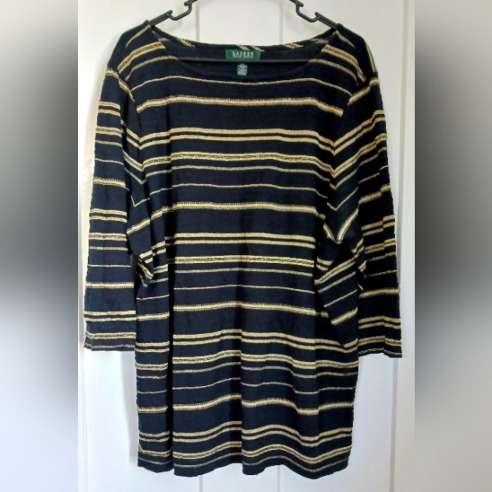 Lauren RL black & gold 3/4 sleeve shirt